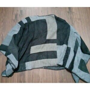 Calvin Klein Poncho Womens One Size Black Gray Print Cozy Acrylic New With Tags